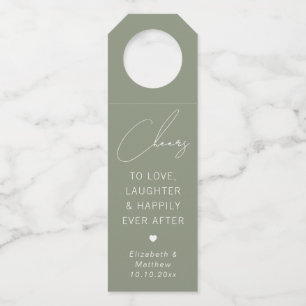 Sagegrüne Hochzeit Minimalistische Elegante Chee Flaschenanhänger