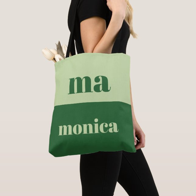 Sagegrüne Schrift-Monogramm-Anfangsbuchstabe Tote Tasche (Von Nahem)