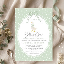 Sagegrüne Silly Goose Coquette Baby Shower