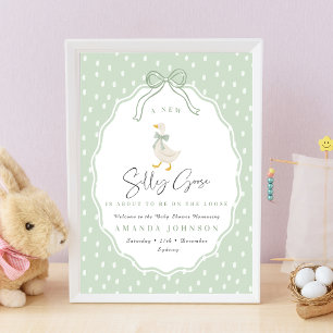 Sagegrüne Silly Goose Coquette Babyparty Poster