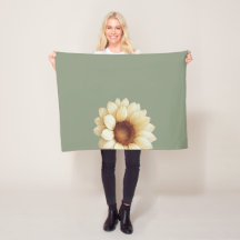 Sagegrüne Sonnenblumen-Wurfdecke Vintage Blumenmus