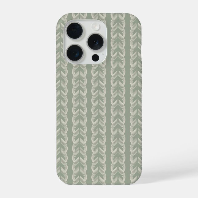 Sagegrüner Art Deco Bogen Luxus-Muster iPhone 15 Pro Hülle (Rückseite)