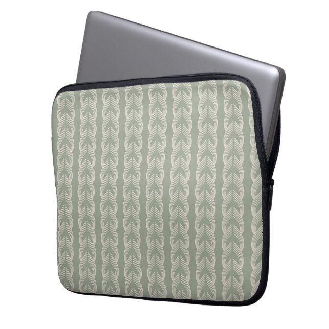 Sagegrüner Art Deco Bogen Luxus-Muster Laptopschutzhülle (Vorderseite Links)