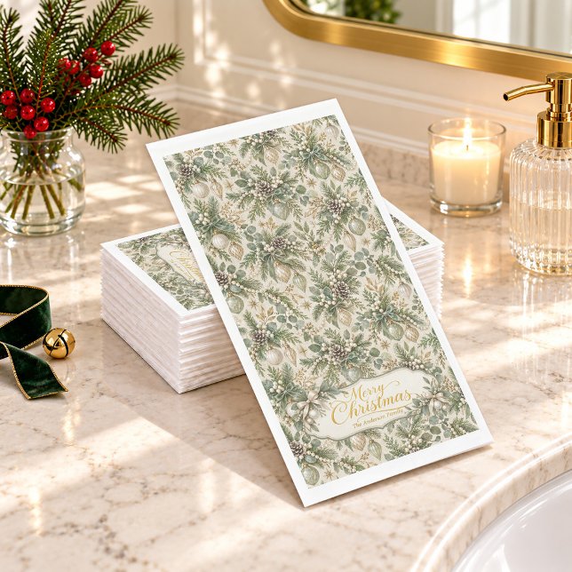 Sagegrüner Perlen-Weihnachten Serviette (Von Creator hochgeladen)