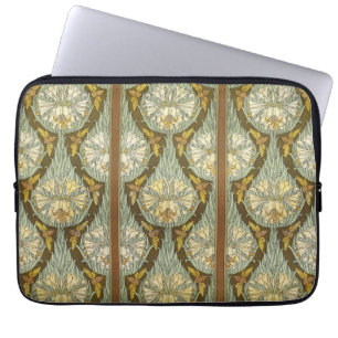 Sagegrünes Art Nouveau-Lilien-Insektenmuster Laptopschutzhülle