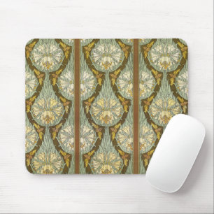 Sagegrünes Art Nouveau-Lilien-Insektenmuster Mousepad