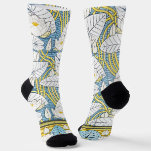Sagegrünes Art Nouveau Wasserlilienmuster Socken