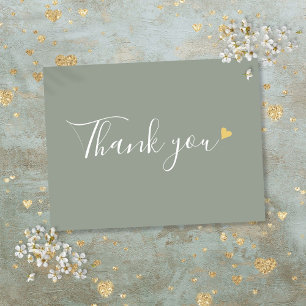 Sagegrünes Goldherz-Skript Geschäft Danke Postkarte