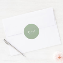 Sagegrünes Monogramm Moderne Hochzeit Runder Aufkleber