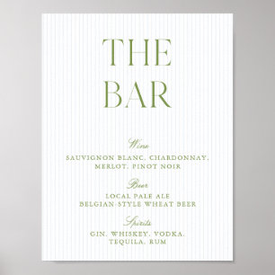 Sagegrünes und blau gestreiftes digitales Hochzeit Poster