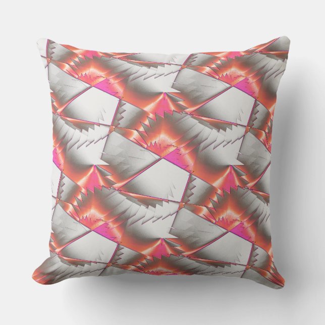 Sägen oder Zickzack von pfirsichfarbenem bis rosa  Kissen (Vorderseite)