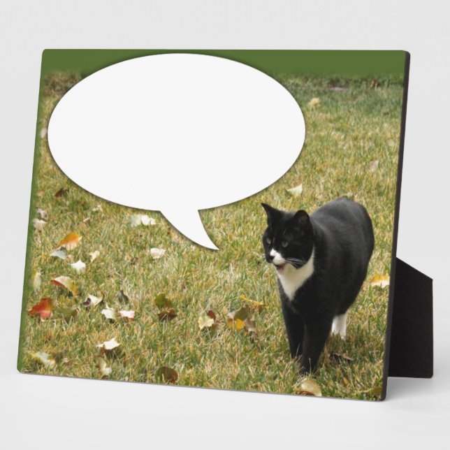 Sagen Sie etwas Reden Bubble Cat Fun Fotoplatte (Seite)