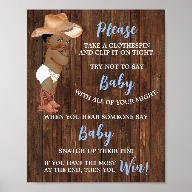 Sagen Sie nicht Baby Clothespin OM Cowboy Shower G Poster (Vorne)