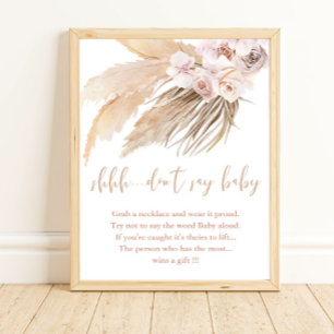 Sagen Sie nicht, Baby Dusche Spiel Pampas Gras Boh Poster