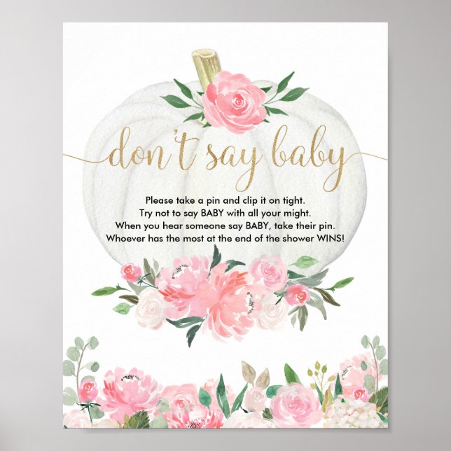 Sagen Sie nicht, Babydusche fallen Kürbis rosa Gol Poster (Vorne)