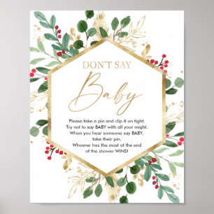 Sagen Sie nicht Babydusche Weihnachten Winter Poster