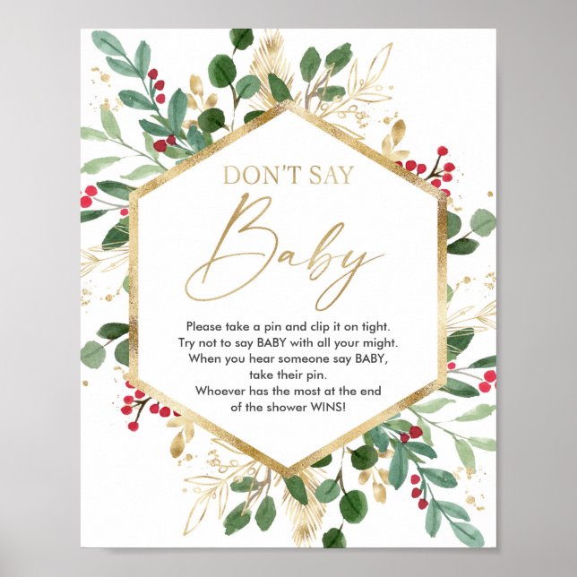Sagen Sie nicht Babydusche Weihnachten Winter Poster (Vorne)