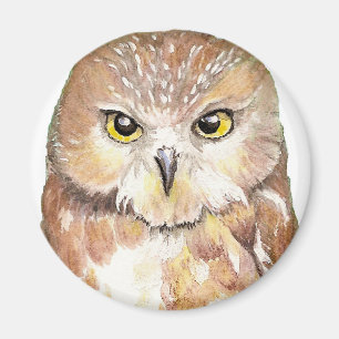 Sägen von weißem Owl Magnet
