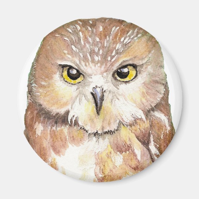 Sägen von weißem Owl Magnet (Vorne)