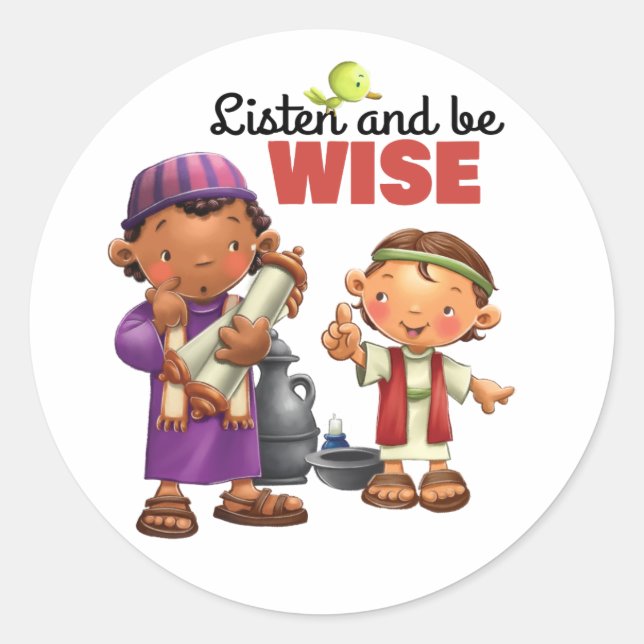 Sagesse Bible verse enfants page autocollant (Devant)