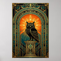 Sagesse de hibou silhouette Art Déco or de minuit