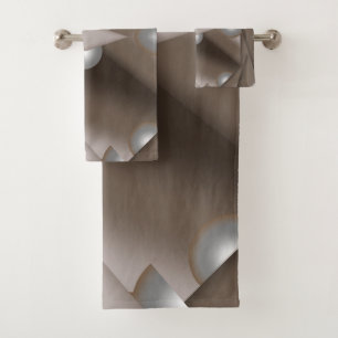 Sägezahnkantiges konzentrisches Erdtön-Ombre-Kunst Badhandtuch Set