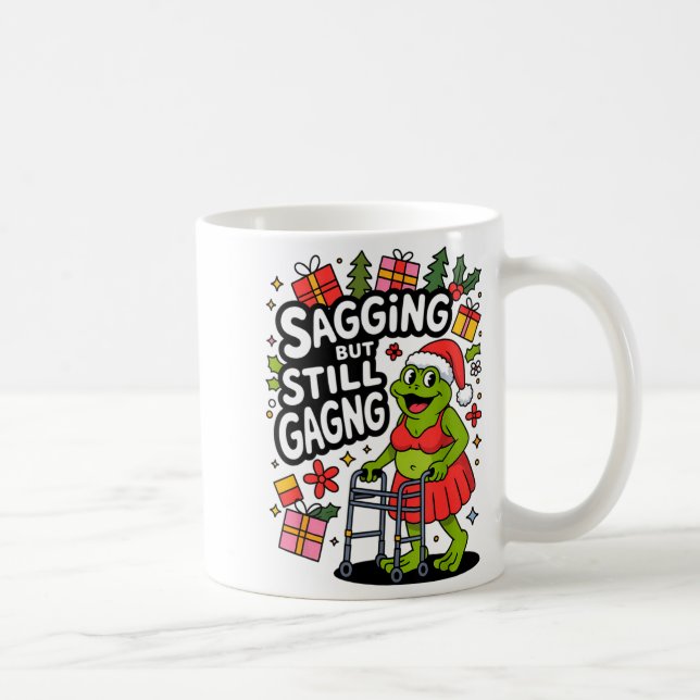 Sagging But Still Gagging Funny Christmas Frog Hol Kaffeetasse (Rechts)