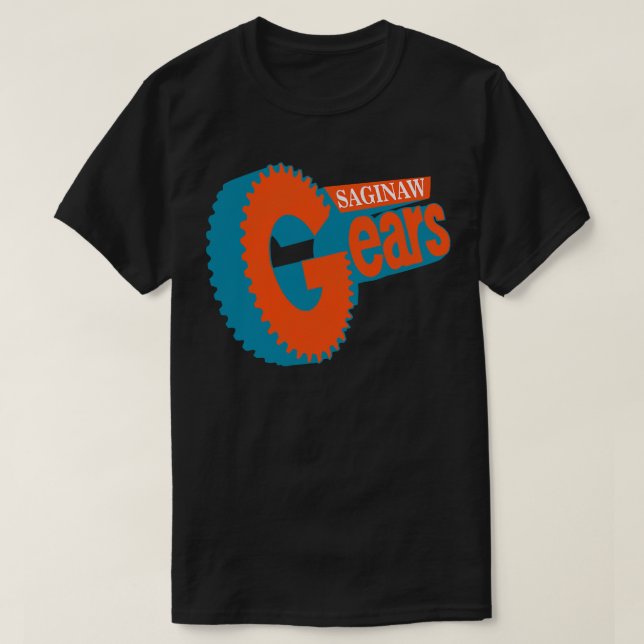 Saginaw Gears Hockey Team gestürzt T-Shirt (Design vorne)