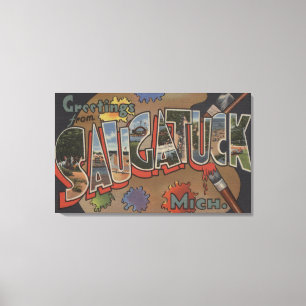 Saginaw, Michigan - große Buchstabe-Szenen Leinwanddruck