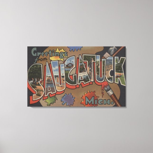 Saginaw, Michigan - Große Buchstabenszenen Leinwanddruck (Vorderseite)