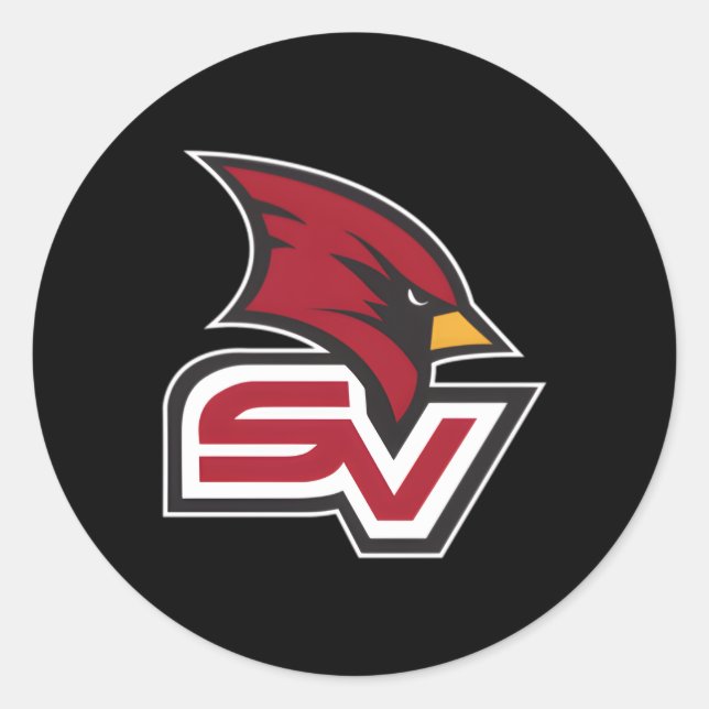 Saginaw Valley Staat Kardinal Links Kastensymbol Runder Aufkleber (Vorderseite)