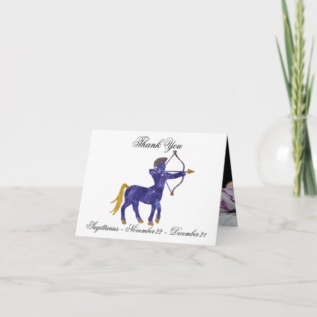 Sagittarier Impressionist Painting Style & Gold Dankeskarte (Vorderseite)