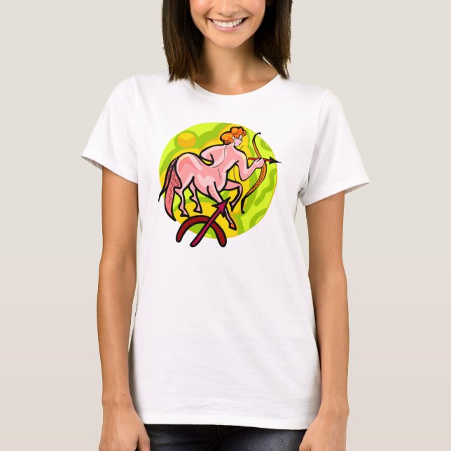 Sagittarius Archer im Stil der 70er Jahre mit Symb T-Shirt (Vorderseite)