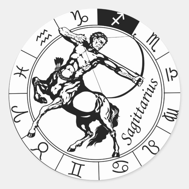Sagittarius astrological zodiac sign runder aufkleber (Vorderseite)