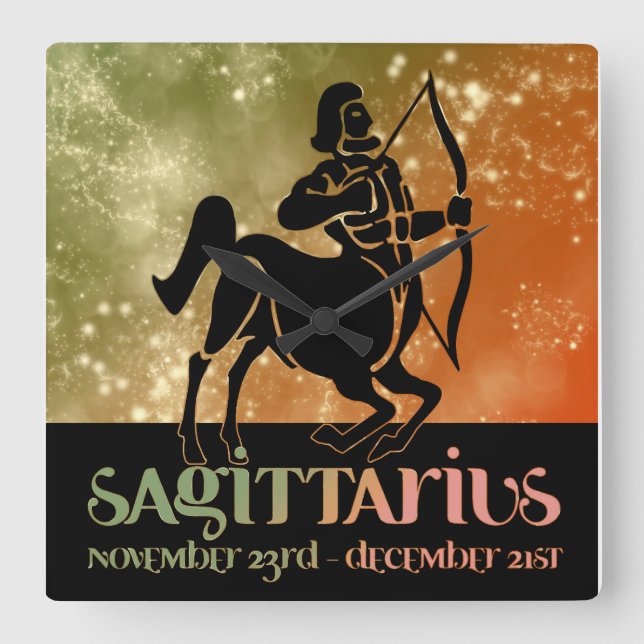 Sagittarius Astrologie Zodiac d1 Wall Clock 3 Quadratische Wanduhr (Vorderseite)