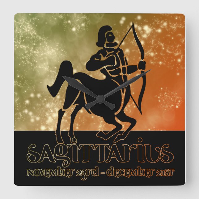 Sagittarius Astrologie Zodiac d1 Wall Clock 4 Quadratische Wanduhr (Vorderseite)