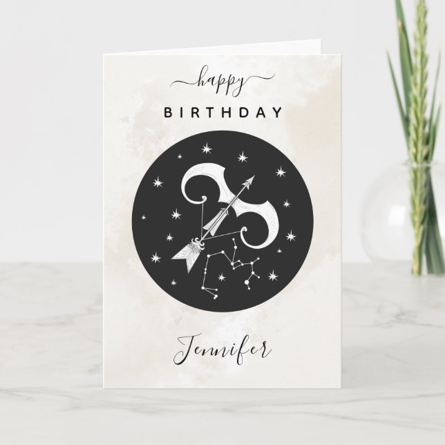 Sagittarius Astrologie Zodiac Sign Horoscope Chic Karte (Vorderseite)
