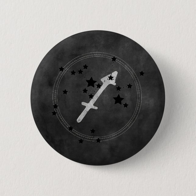 Sagittarius black & silver Sternbild Button (Vorderseite)