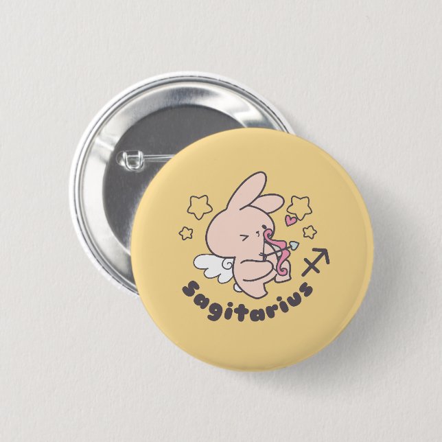 Sagittarius Bunny: Liebe Adventurous Archer Button (Vorne & Hinten)