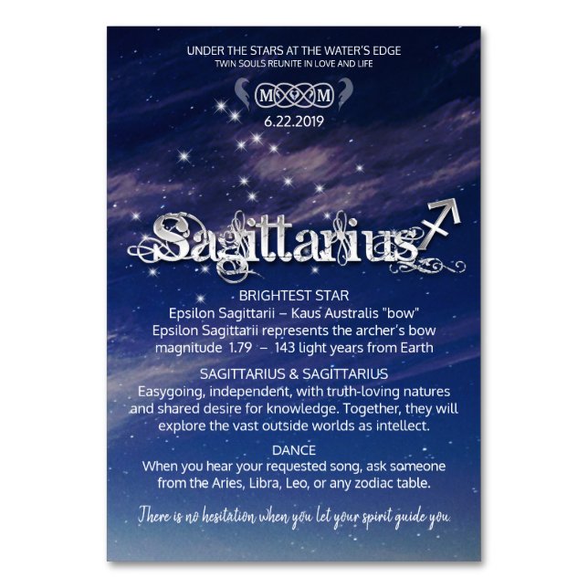 Sagittarius Center Table Card Tischnummer (Vorderseite)