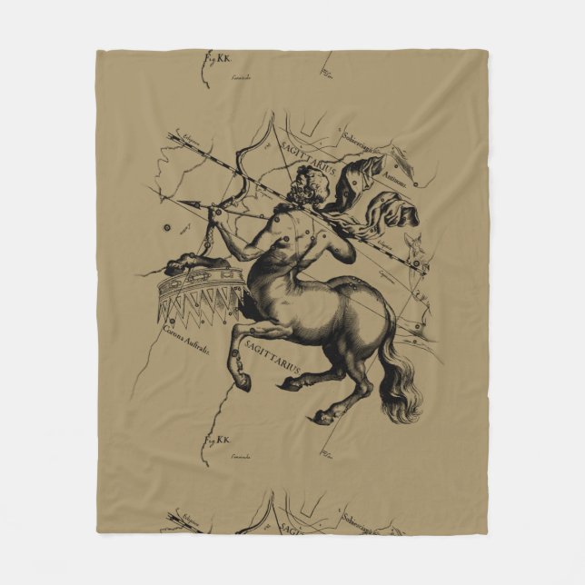 Sagittarius Constellation Hevelius 1690 Gravur Fleecedecke (Vorderseite)