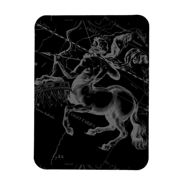 Sagittarius Constellation Hevelius Karte auf Schwa Magnet (Vertikal)