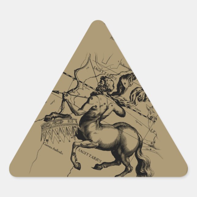 Sagittarius Constellation Map Graving Hevelius Dreieckiger Aufkleber (Vorderseite)