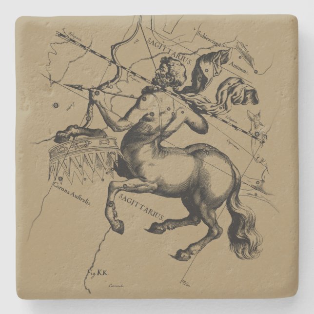 Sagittarius Constellation Map Hevelius 1690 Steinuntersetzer (Vorderseite)