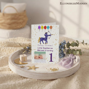 Sagittarius Erstgeburt Gold & Ballons Einladung