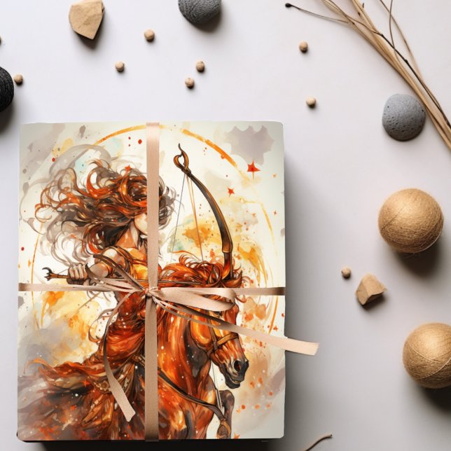sagittarius girl zodiac birthday  geschenkpapier set (Von Creator hochgeladen)
