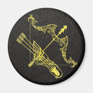 Sagittarius Gold auf Leder Magnet