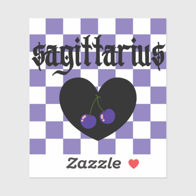 Sagittarius Gothic Aesthetic Checkered Cherry Art Aufkleber (Blatt)