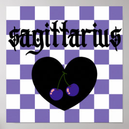 Sagittarius Gothic Aesthetic Checkered Cherry Art Poster