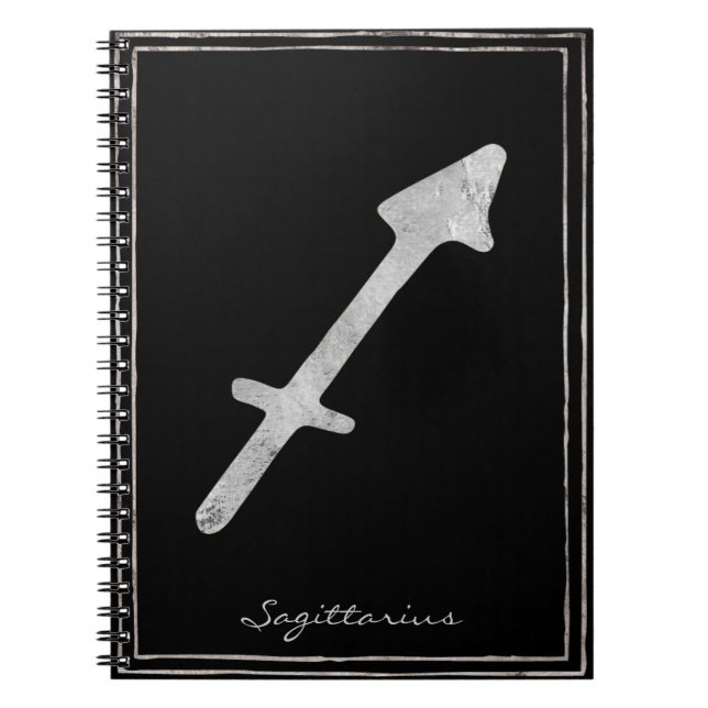 Sagittarius hammered silberstilisierte Astrologie Notizblock (Vorderseite)